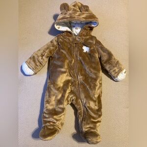 Carters Simple Joys Brown Velour Baby Zip-up Onesie Size 0-3 months New